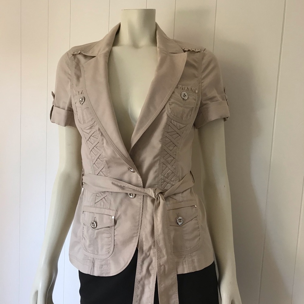 White House Black Market Blouse tan beige size 6